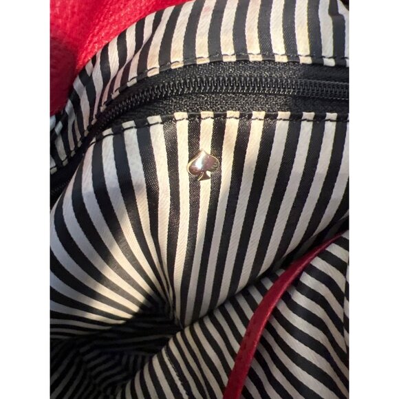 Kate Spade New York Red Pebbled Leather Tote Shoulder Bag Tassel Accent - Picture 9 of 9